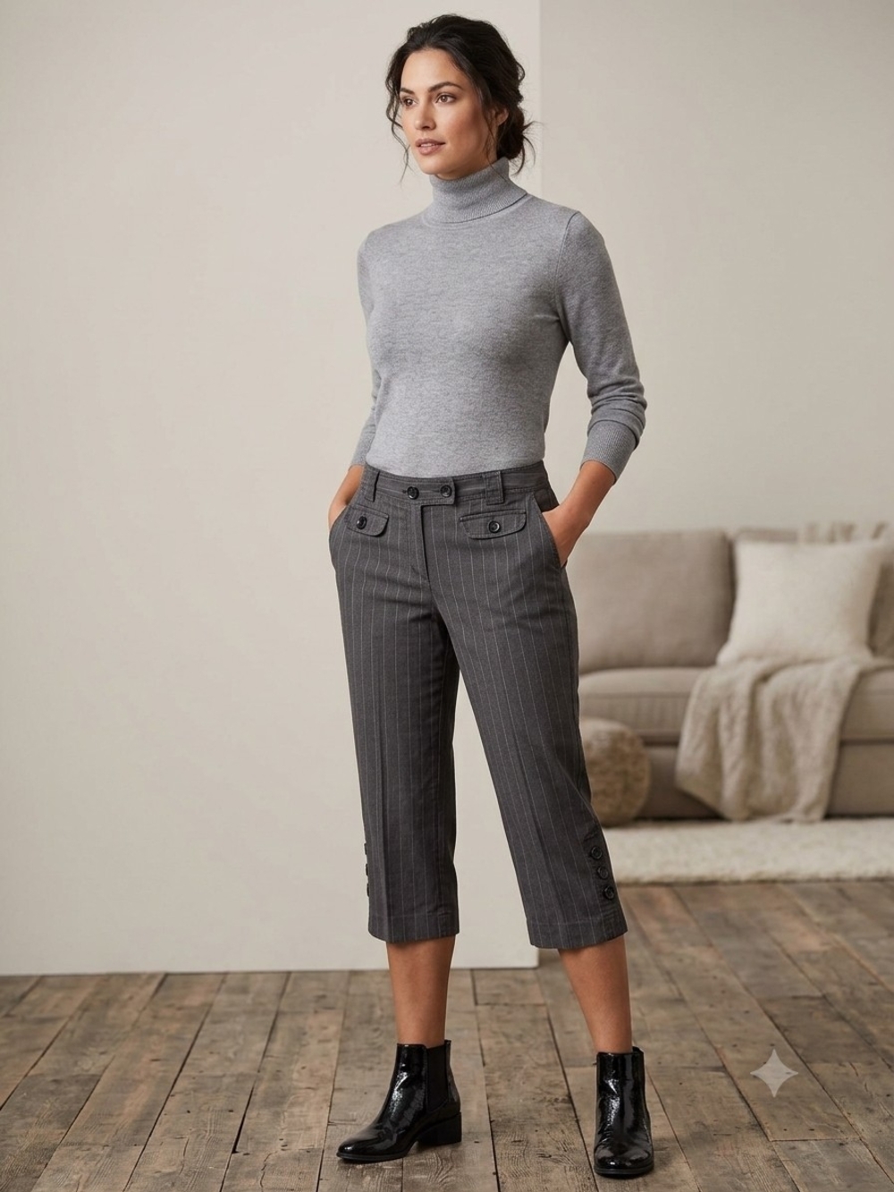 Cato Women's Pinstriped Cropped Pants Size 10